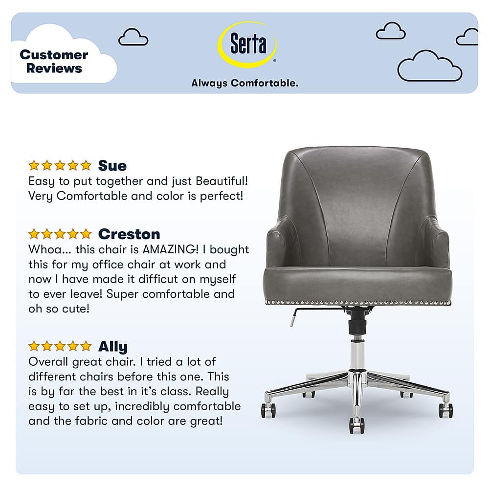 Serta Leighton Modern Fabric & Memory Foam Home Office Chair Soft Medium  Gray CHR100003 - Best Buy