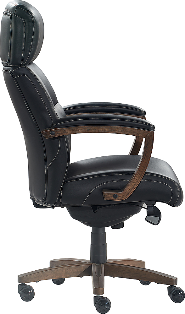 Left View: La-Z-Boy - Greyson Modern Faux Leather Executive Chair - Black