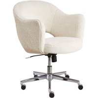 Serta - Valetta Mid-Century Modern Faux Shearling Wool Home Office Chair - Cream - Front_Zoom