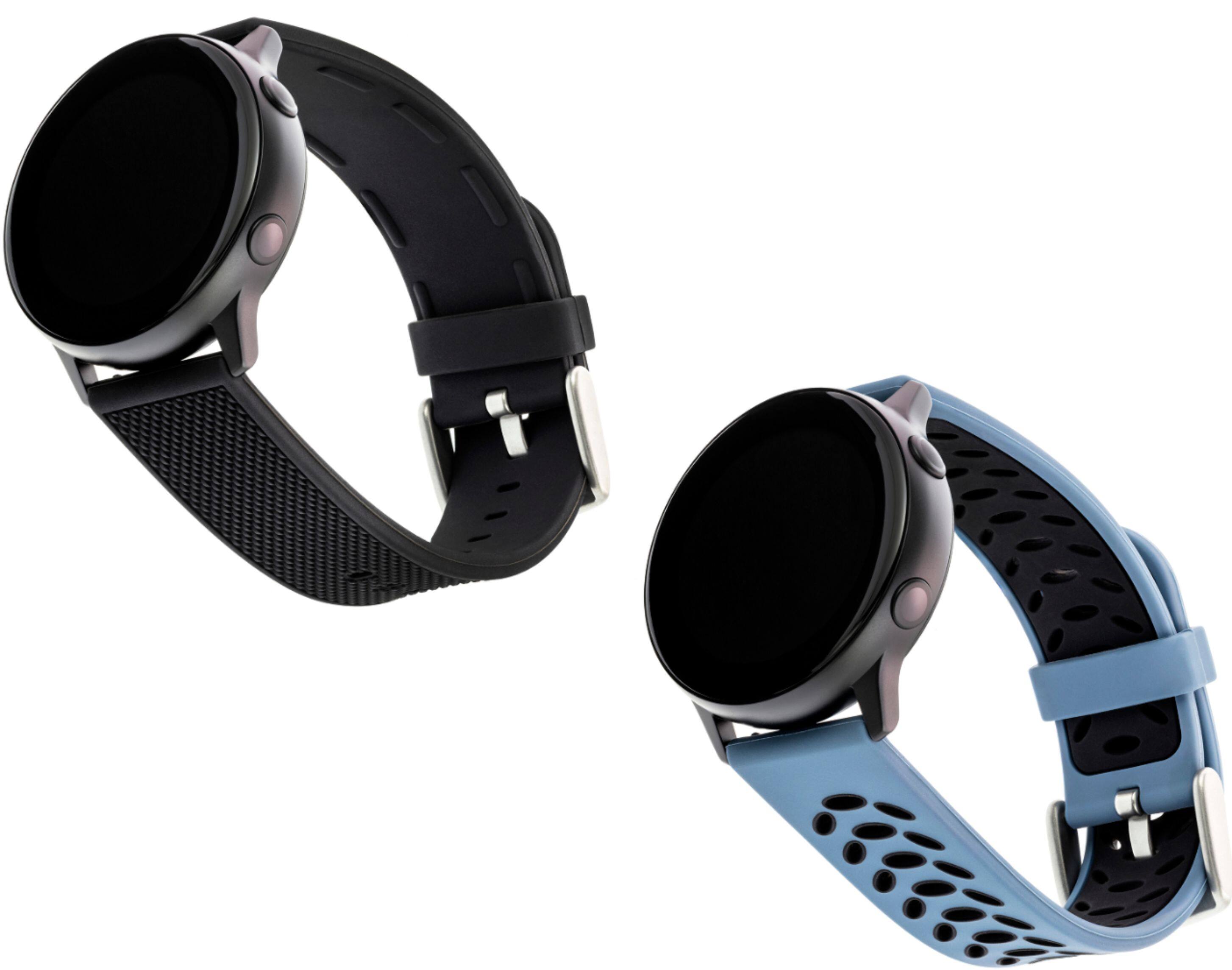 WITHit - Band Kit for Galaxy Watch 42mm, Watch Active and Watch Active 2 - Woven Black/Bluestone/Black