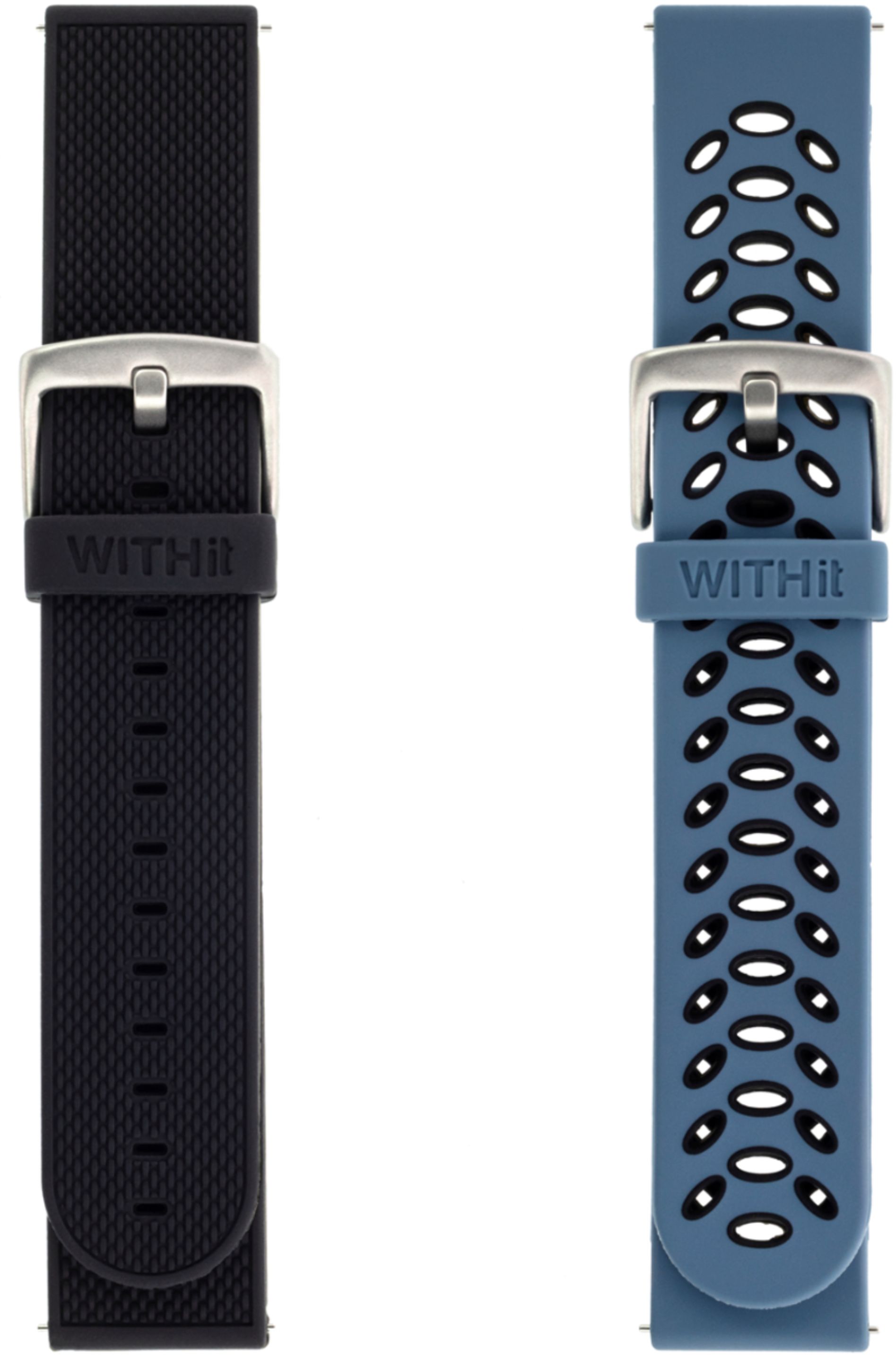 Left View: WITHit - Band Kit for Samsung Galaxy Watch 42mm, Watch Active and Watch Active 2 - Woven Black/Bluestone/Black