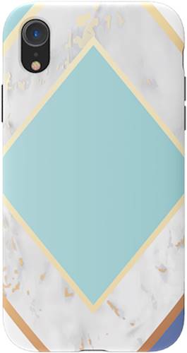 Angle View: ArtsCase - StrongFit Designers Marble Geometry 004 Case for Apple® iPhone® XR - White/Green