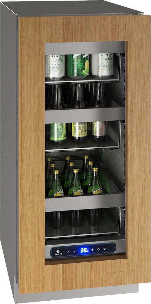 Angle View: U-Line - 5 Class 100-Can Beverage Cooler - Custom Panel Ready