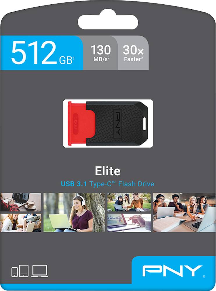 PNY - 512GB Elite USB 3.1 Gen 1 Type-C Flash Drive - 130MB/s
