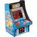 Ms. Pac-Man is a popular arcade game that features a high-score of 10,000 points. The game is known for its colorful graphics and engaging gameplay. The game is played on a blue machine with a pink and blue color scheme. The machine is designed to be an arcade-style cabinet, which allows players to enjoy the game in a nostalgic and immersive setting.