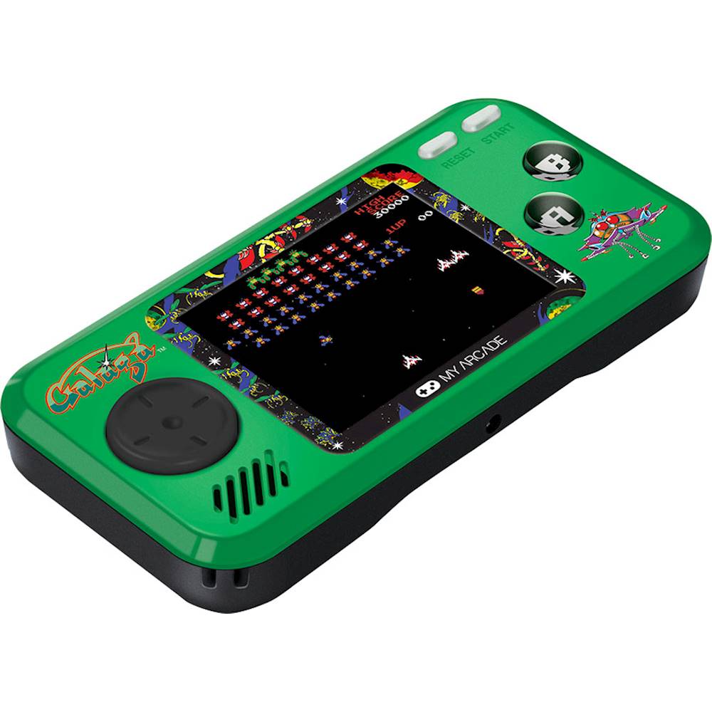 Angle View: My Arcade Galaga Pocket Player - Collectible Handheld Console with 3 Games