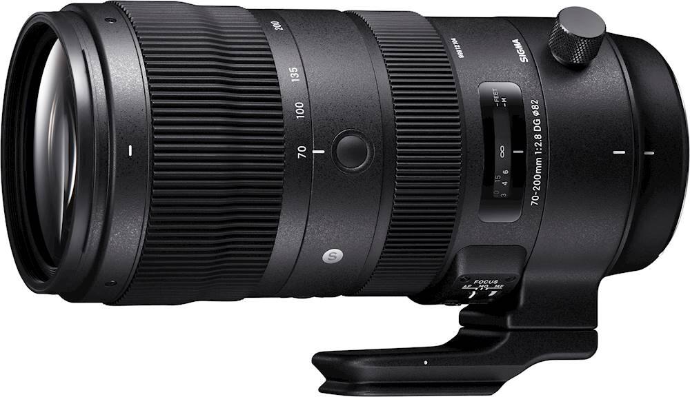 Left. Sigma - 70-200mm f/2.8 DG OS HSM Sports Telephoto Zoom Lens for Nikon -mount Cameras - Black.