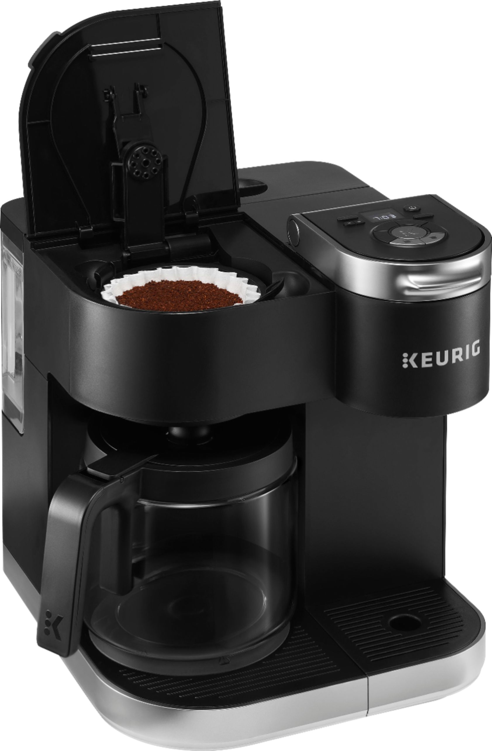 Black Single K-Cup Pod & 12 Cup Brewer Keurig K-Duo Essentials Coffee Maker 