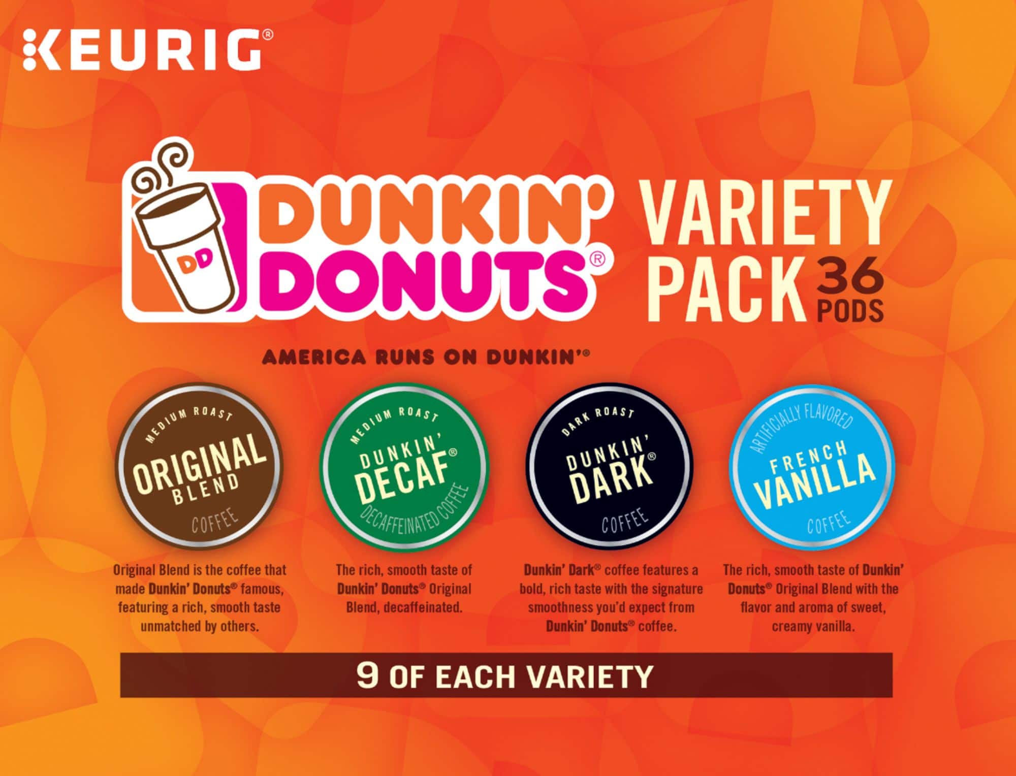 Dunkin' Donuts Variety Pack KCup Pods (36Count) 5000346532 Best Buy