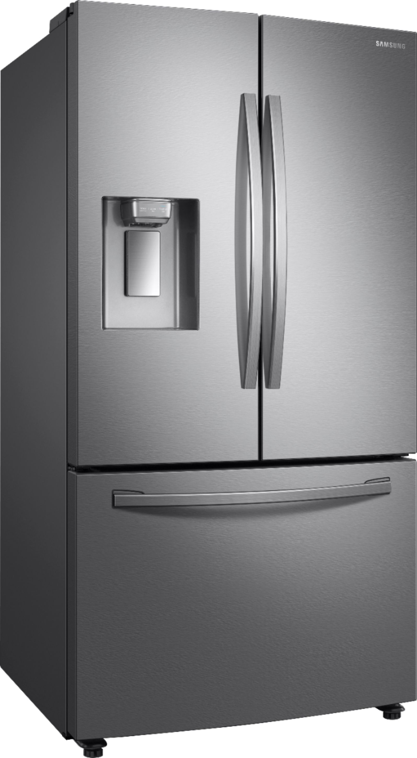 Angle View: Samsung - 22.6 Cu. Ft. French Door Counter-Depth Fingerprint Resistant Refrigerator with CoolSelect Pantry - Stainless steel