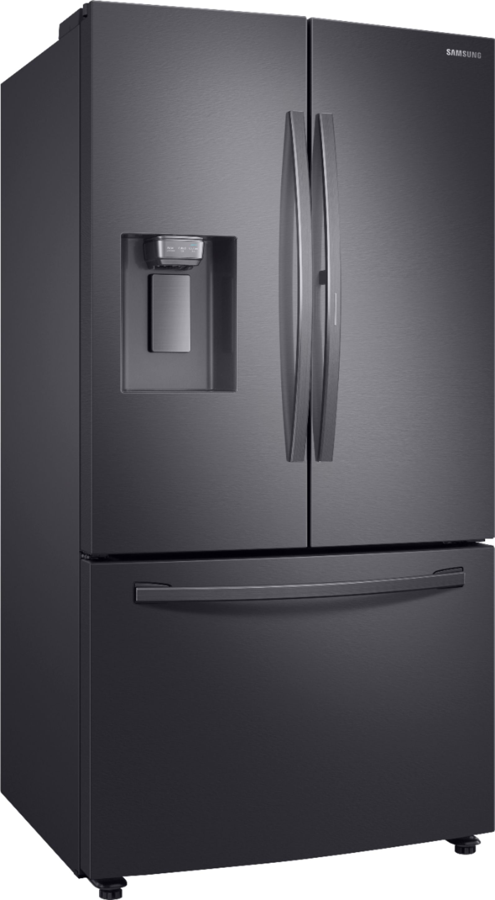 Angle View: Samsung - 27.8 Cu. Ft. French Door  Fingerprint Resistant Refrigerator  with Food Showcase - Black stainless steel