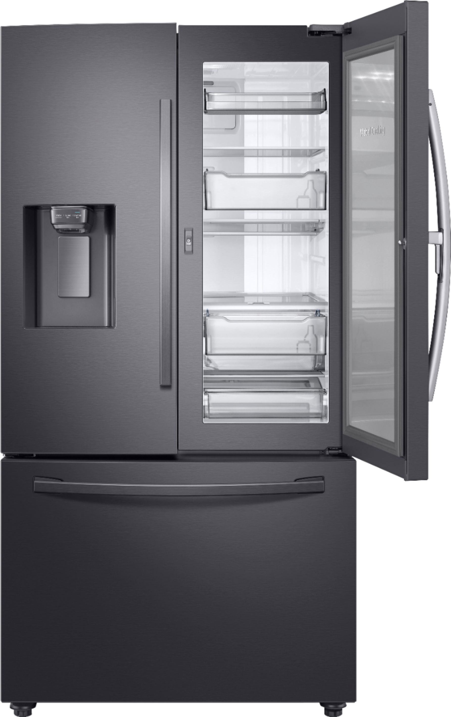 Samsung - 27.8 Cu. Ft. French Door  Fingerprint Resistant Refrigerator  with Food Showcase - Black stainless steel