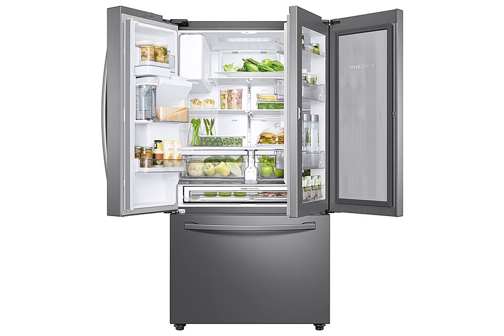 Alt View 1. Samsung - 22.5 Cu. Ft. French Door Counter-Depth Fingerprint Resistant Refrigerator with Food Showcase - Stainless steel.