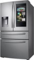 Angle Zoom. Samsung - Family Hub 27.7 Cu. Ft. 4-Door French Door  Fingerprint Resistant Refrigerator - Stainless steel.