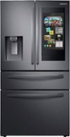 Samsung - Family Hub 27.7 Cu. Ft. 4-Door French Door  Fingerprint Resistant Refrigerator - Black stainless steel - Front_Zoom