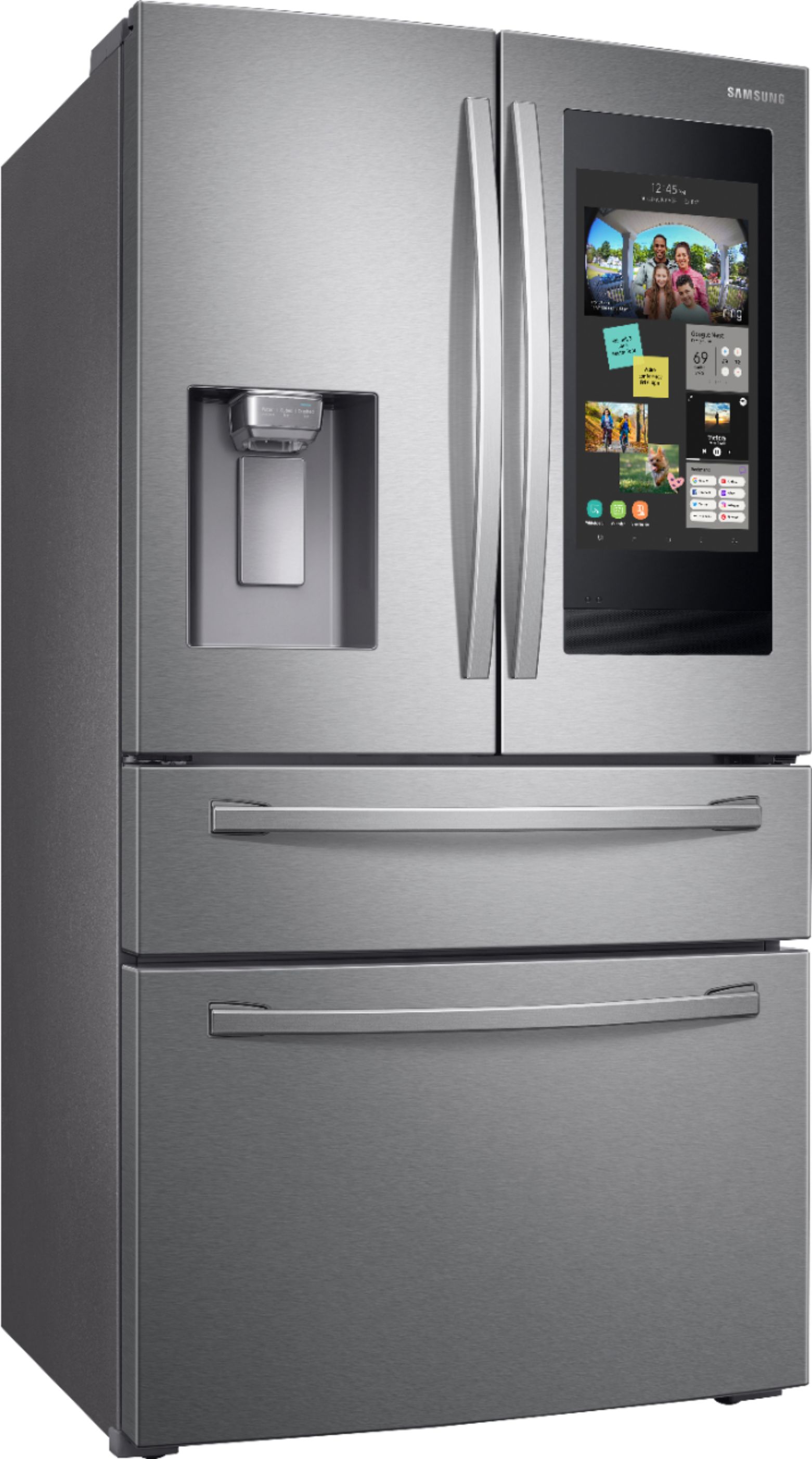 Samsung Family Hub 22 2 Cu Ft 4 Door French Door Counter Depth Fingerprint Resistant Refrigerator Stainless Steel Rf22r7551sr Best Buy