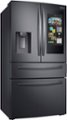 Angle Zoom. Samsung - Family Hub 22.2 Cu. Ft. 4-Door French Door Counter-Depth Fingerprint Resistant Refrigerator - Black stainless steel.