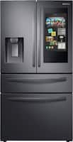 Samsung - Family Hub 22.2 Cu. Ft. 4-Door French Door Counter-Depth Fingerprint Resistant Refrigerator - Black stainless steel - Front_Zoom