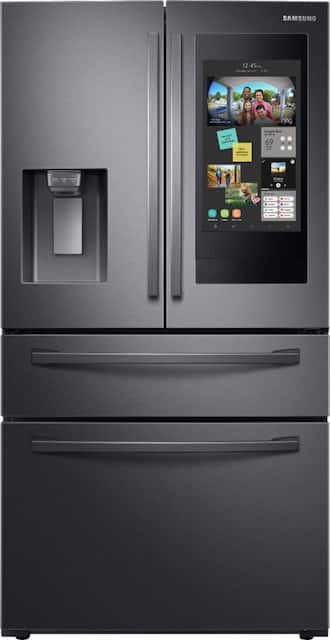 Samsung Family Hub 22 2 Cu Ft 4 Door French Door Counter Depth Fingerprint Resistant Refrigerator Black Stainless Steel Rf22r7551sg Best Buy
