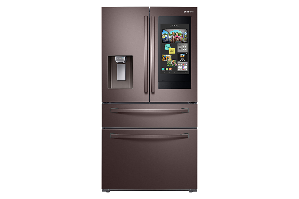 Samsung – Family Hub 27.7 Cu. Ft. 4-Door French Door Fingerprint Resistant Refrigerator – Tuscan Stainless Steel
