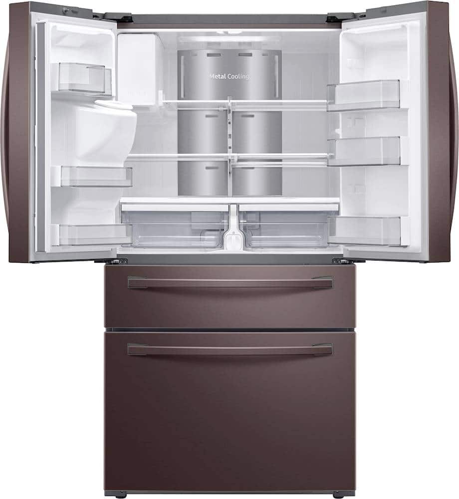 Alt View 2. Samsung - 27.7 cu. ft. 4-Door French Door Smart Refrigerator with Family Hub - Tuscan Stainless Steel.