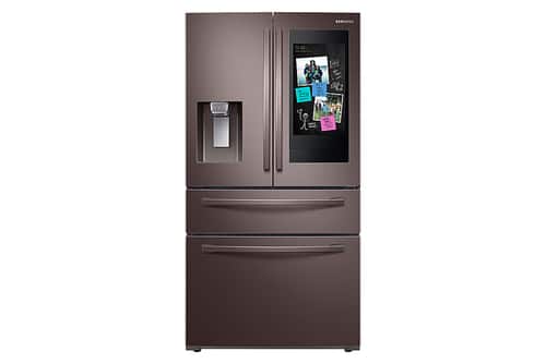 Samsung - Family Hub 22.2 Cu. Ft. 4-Door French Door Counter-Depth Fingerprint Resistant Refrigerator - Tuscan Stainless Steel