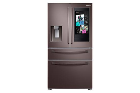 Samsung Family Hub 22 2 Cu Ft 4 Door French Door Counter Depth Fingerprint Resistant Refrigerator Tuscan Stainless Steel Rf22r7551dt Best Buy