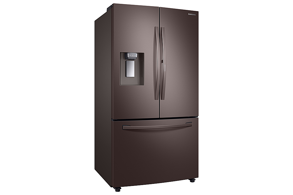 Angle View: Samsung - 27.8 Cu. Ft. French Door  Fingerprint Resistant Refrigerator with Food Showcase - Tuscan Stainless Steel