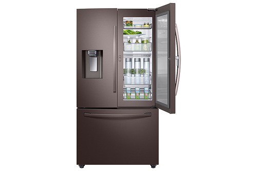 Samsung - 27.8 Cu. Ft. French Door  Fingerprint Resistant Refrigerator with Food Showcase - Tuscan Stainless Steel