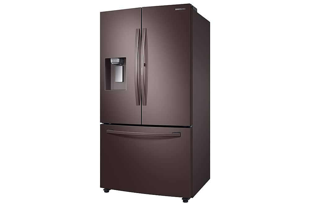 Left View: Samsung - 27.8 Cu. Ft. French Door  Fingerprint Resistant Refrigerator with Food Showcase - Tuscan Stainless Steel