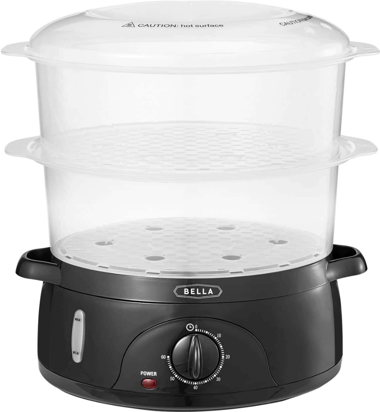 Alt View 11. Bella - 9.5-Qt. 3-Tier Food Steamer - Black/Clear.