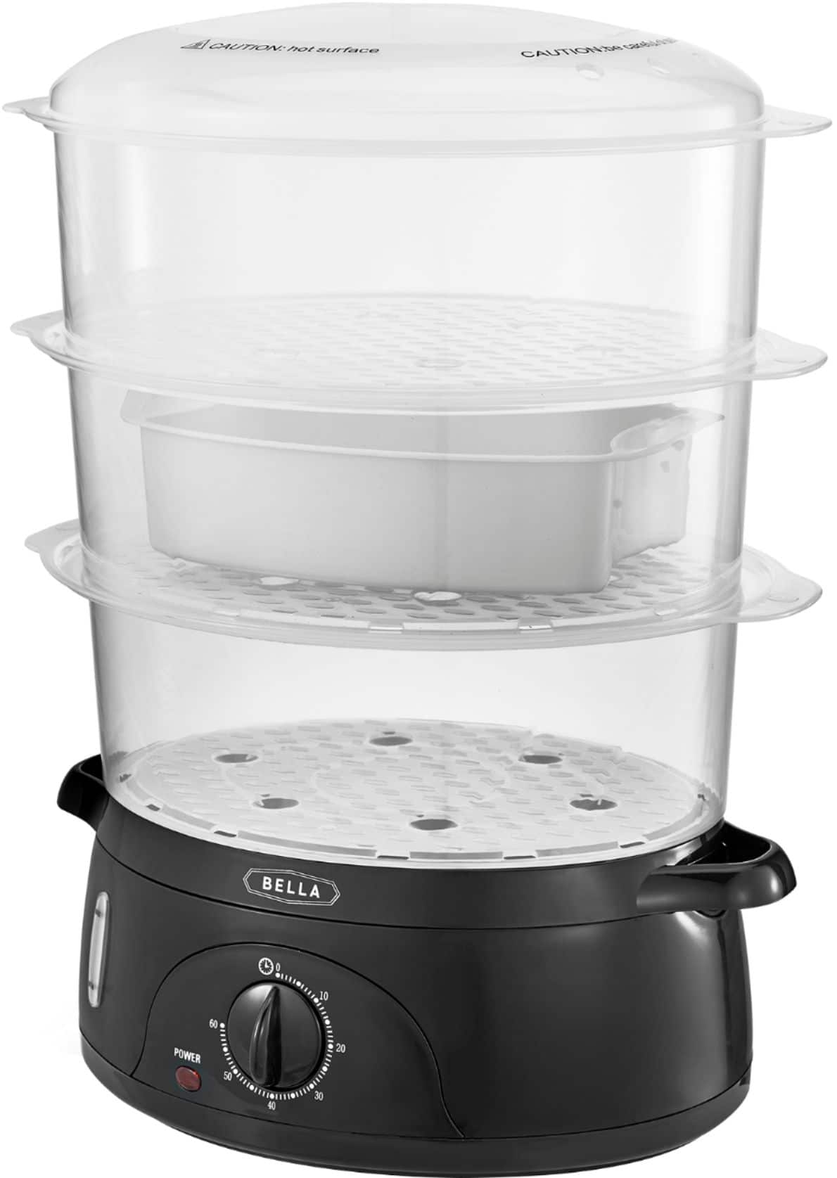 Alt View 12. Bella - 9.5-Qt. 3-Tier Food Steamer - Black/Clear.