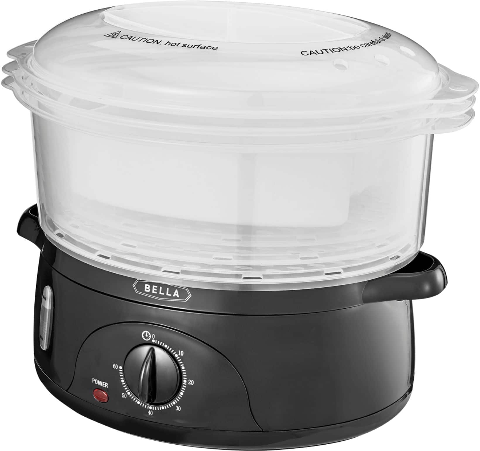 Alt View 13. Bella - 9.5-Qt. 3-Tier Food Steamer - Black/Clear.