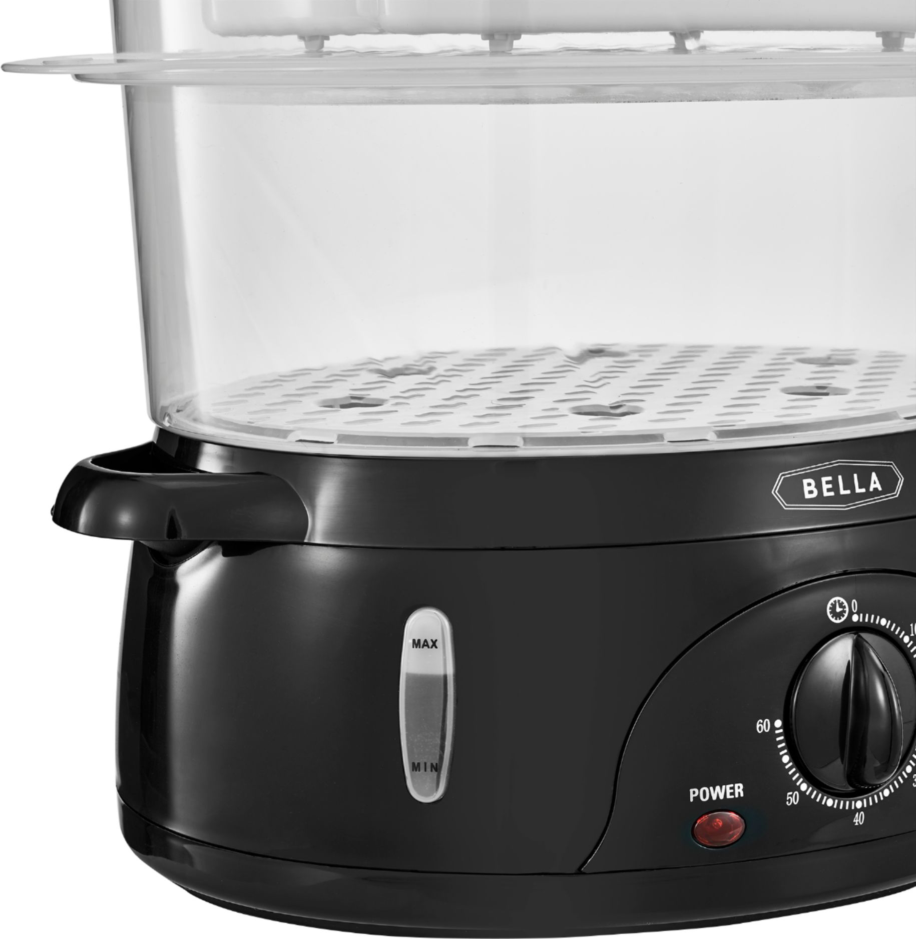 Bella - 9.5-Qt. 3-Tier Food Steamer - Black/Clear