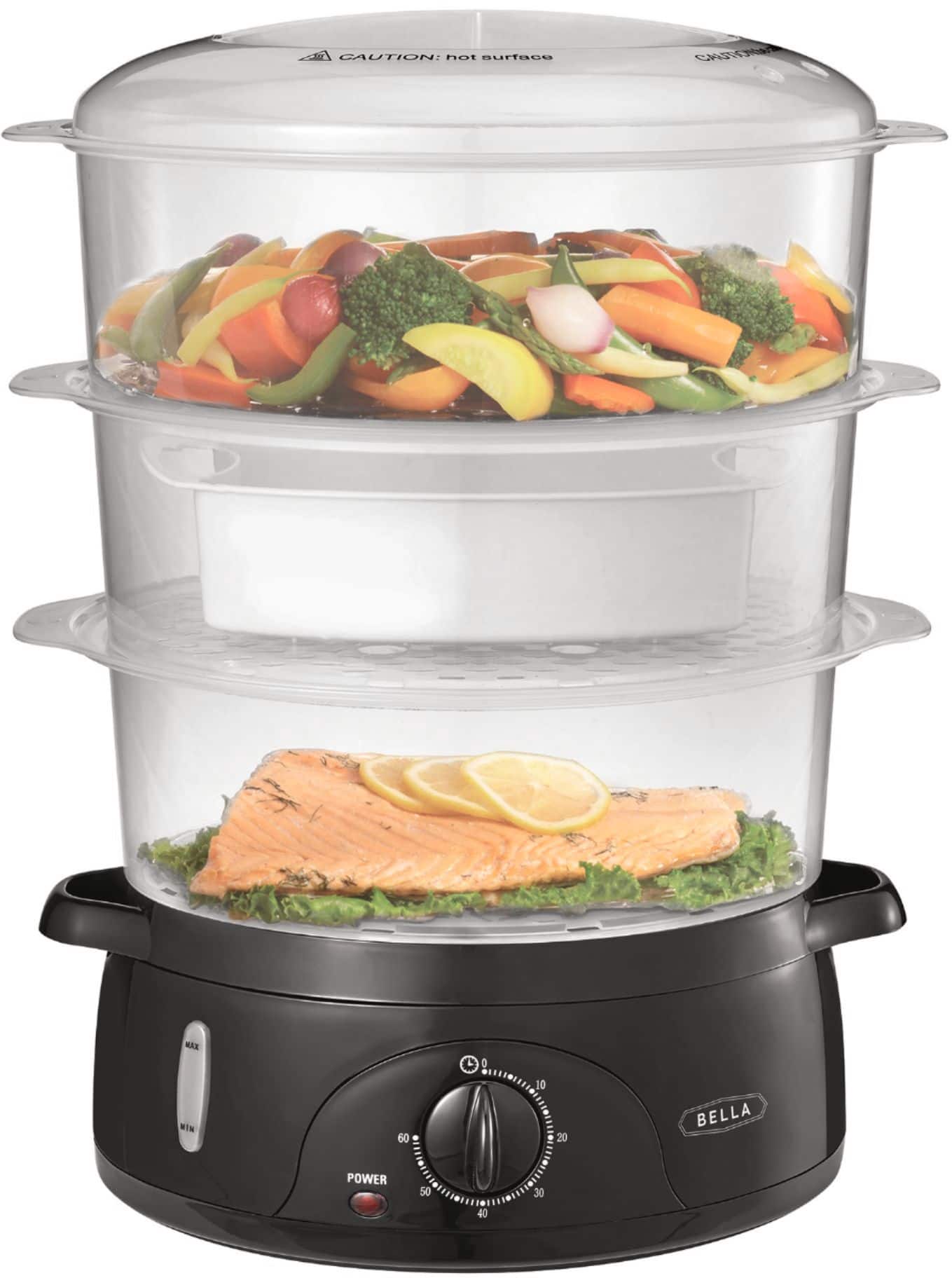Alt View 17. Bella - 9.5-Qt. 3-Tier Food Steamer - Black/Clear.
