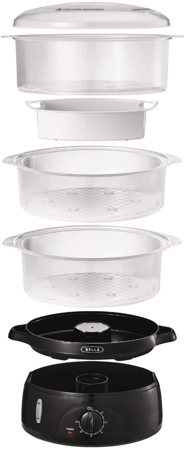 Alt View 18. Bella - 9.5-Qt. 3-Tier Food Steamer - Black/Clear.