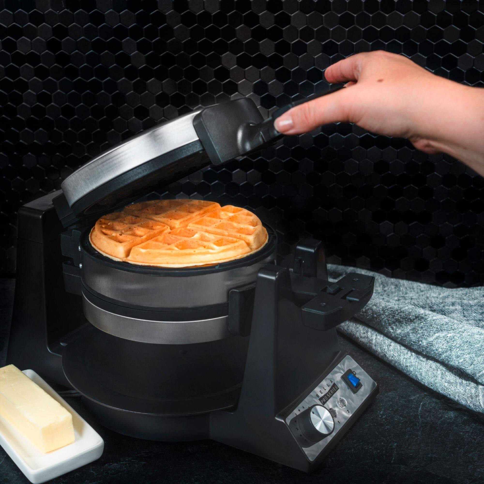 Alt View 16. Bella Pro Series - Pro Series Belgian Flip Waffle Maker - Stainless Steel.