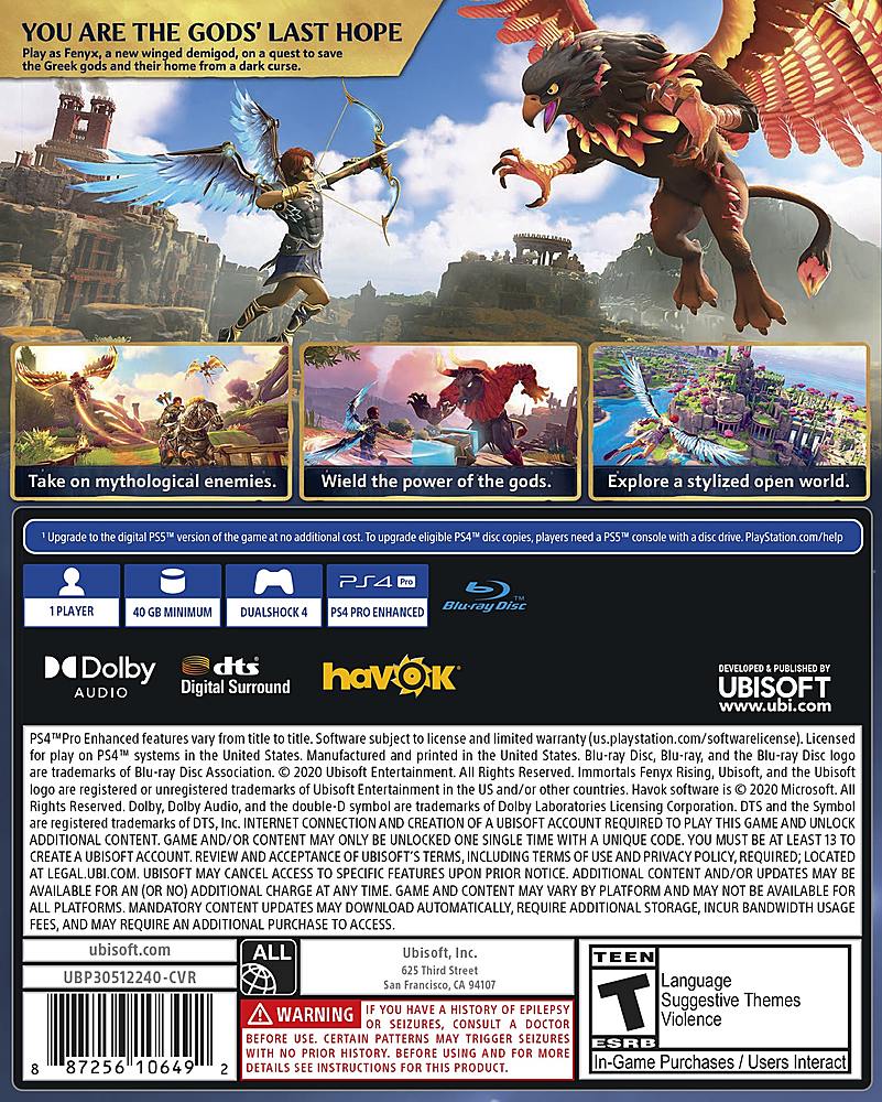 Angle View: Immortals Fenyx Rising Standard Edition - PlayStation 4, PlayStation 5