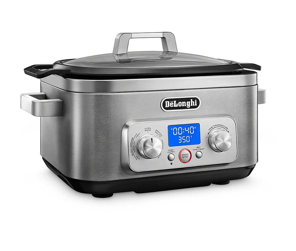 Left View: Hamilton Beach - 6qt Stovetop Sear and Cook Programmable Slow Cooker - Silver