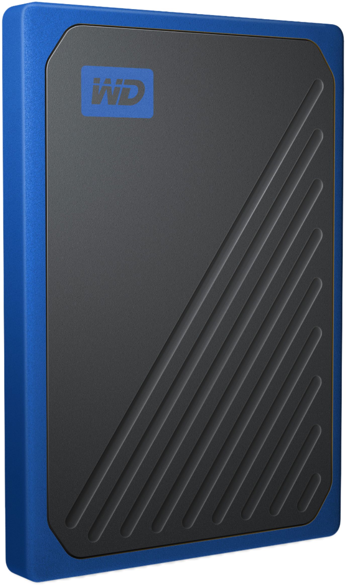 Angle View: WD - My Passport Go 500GB External USB 3.0 Portable Solid State Drive - Black/Cobalt