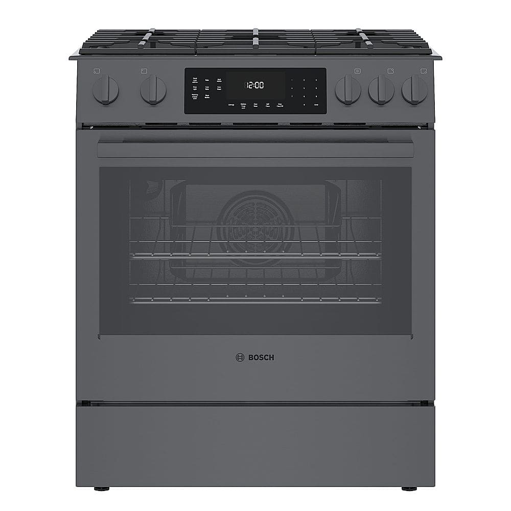 Bosch - 800 Series 4.8 Cu. Ft. Slide-In Gas Convection Range with Self-Cleaning - Black Stainless Steel - Front_Zoom