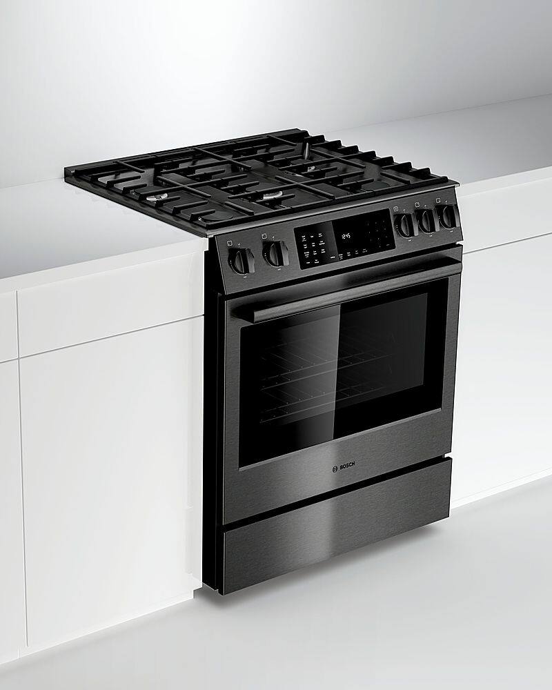 Alt View 17. Bosch - 800 Series 4.8 Cu. Ft. Slide-In Gas Convection Range with Self-Cleaning - Black stainless steel.