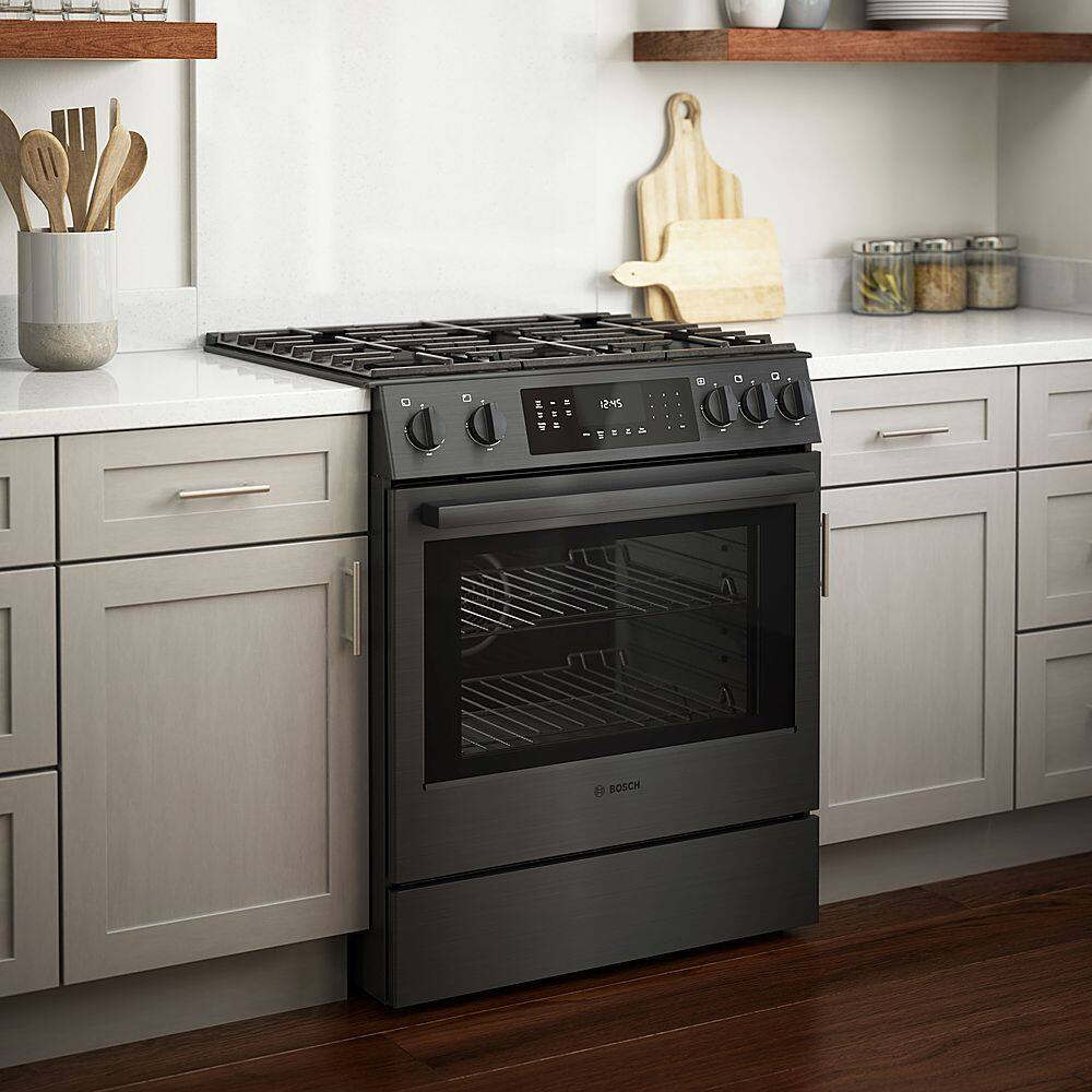 Alt View 20. Bosch - 800 Series 4.8 Cu. Ft. Slide-In Gas Convection Range with Self-Cleaning - Black stainless steel.