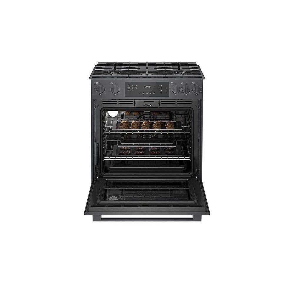 Alt View 2. Bosch - 800 Series 4.8 Cu. Ft. Slide-In Gas Convection Range with Self-Cleaning - Black stainless steel.