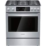 Bosch - 800 Series 30 in. Wide 4.8 Cu. Ft. Slide-In Gas Convection Range with Self-cleaning and 5 Dual Flame Burner - Stainless Steel