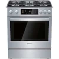 Bosch - 800 Series 4.8 Cu. Ft. Self-Cleaning Slide-In Gas Convection Range - Stainless steel - Front_Zoom