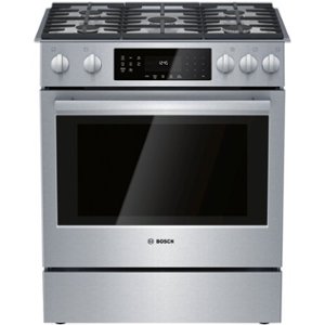 Bosch - 800 Series 4.8 Cu. Ft. Slide-In Gas Convection Range with Self-Cleaning - Stainless Steel