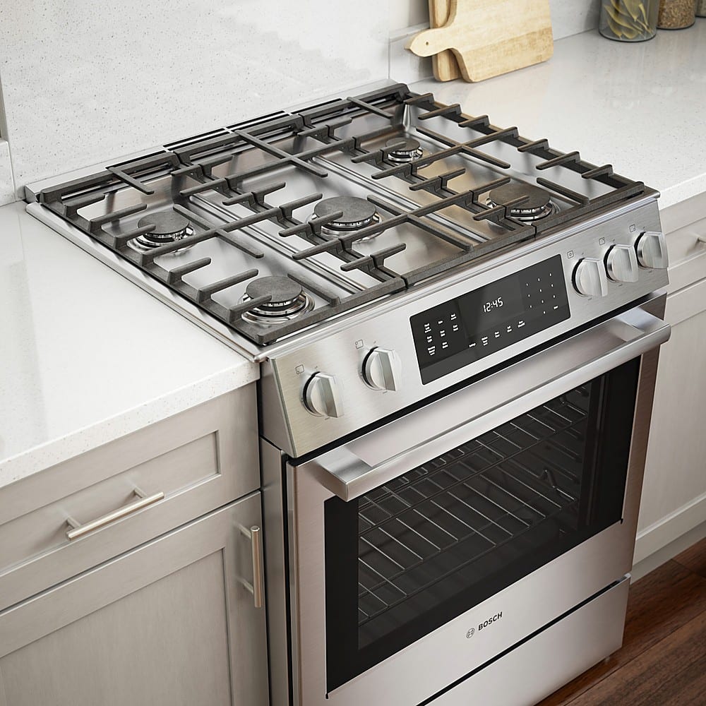 Alt View 17. Bosch - 800 Series 4.8 Cu. Ft. Slide-In Gas Convection Range with Self-Cleaning - Stainless steel.