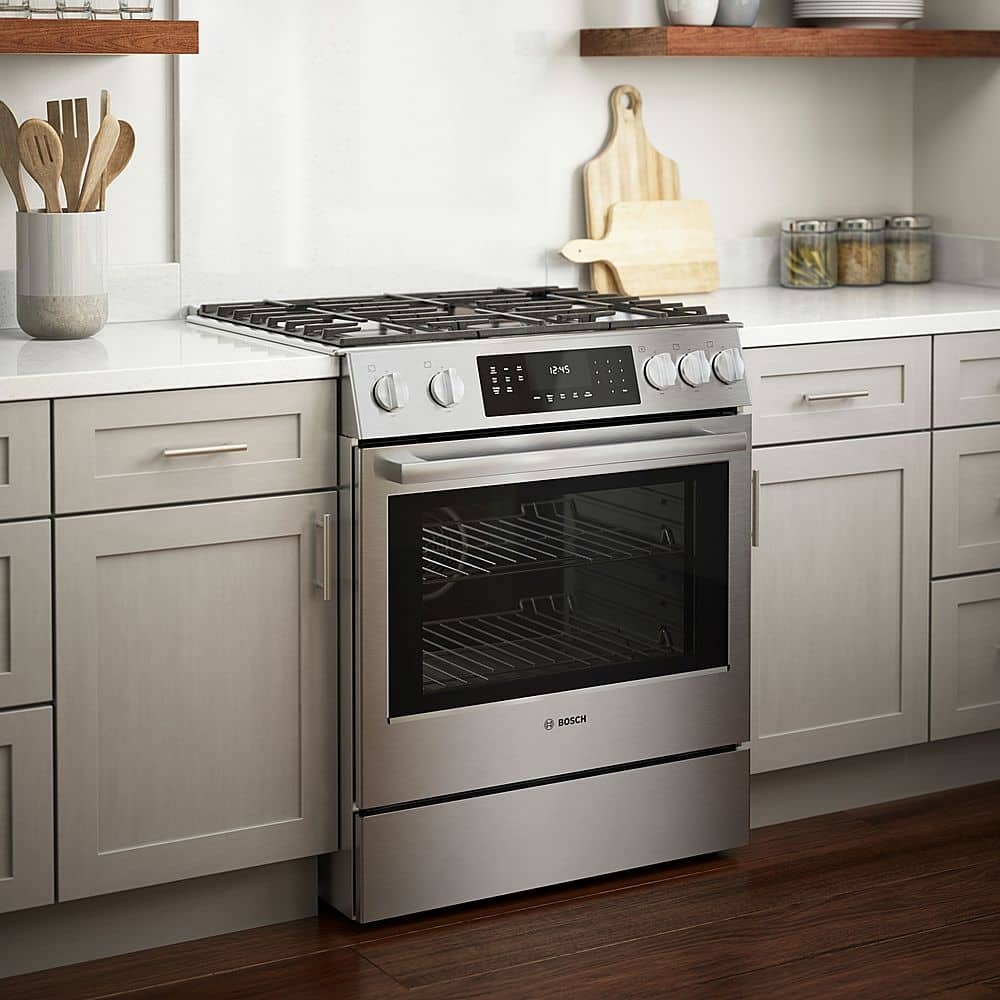 Alt View 19. Bosch - 800 Series 4.8 Cu. Ft. Slide-In Gas Convection Range with Self-Cleaning - Stainless steel.