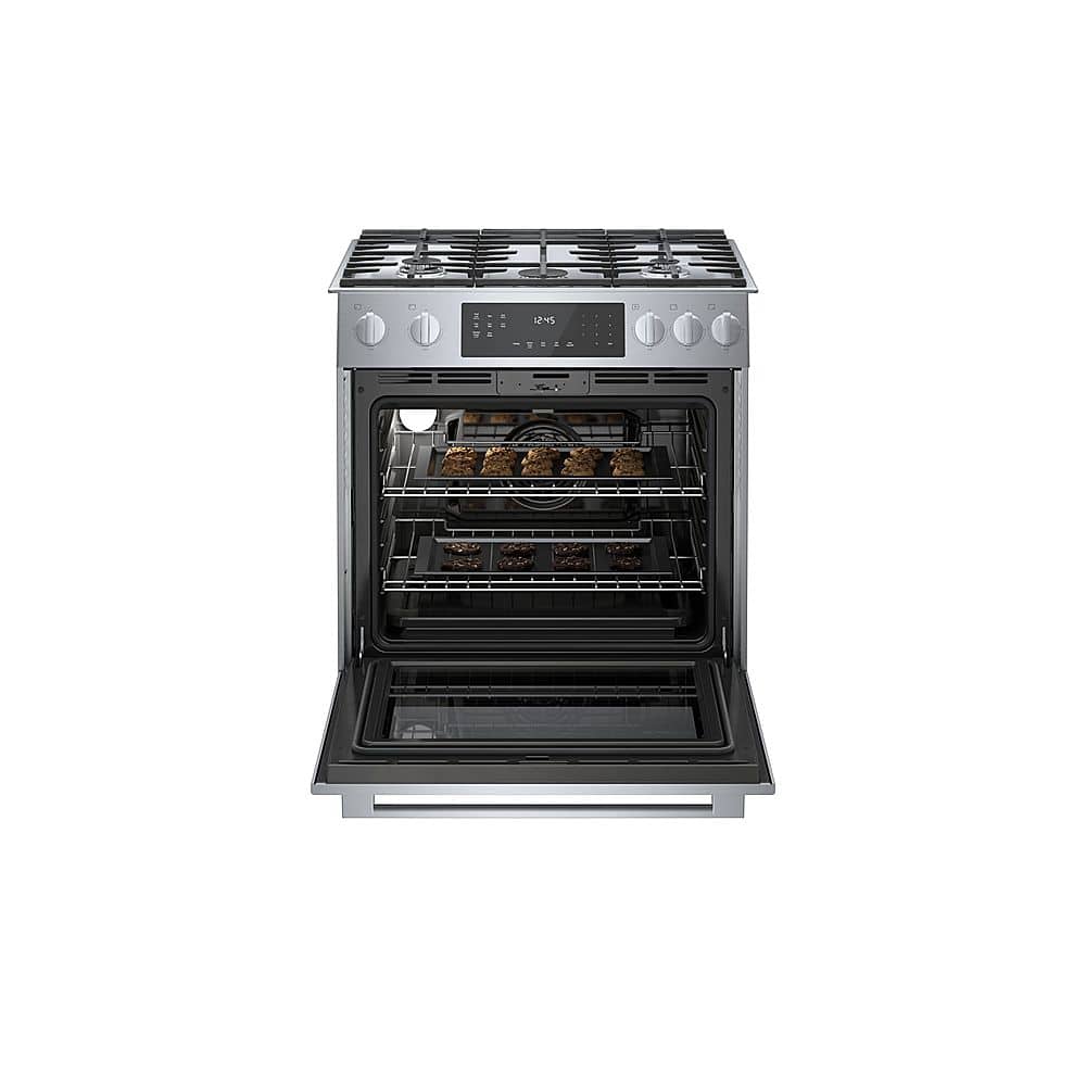 Alt View 2. Bosch - 800 Series 4.8 Cu. Ft. Slide-In Gas Convection Range with Self-Cleaning - Stainless steel.